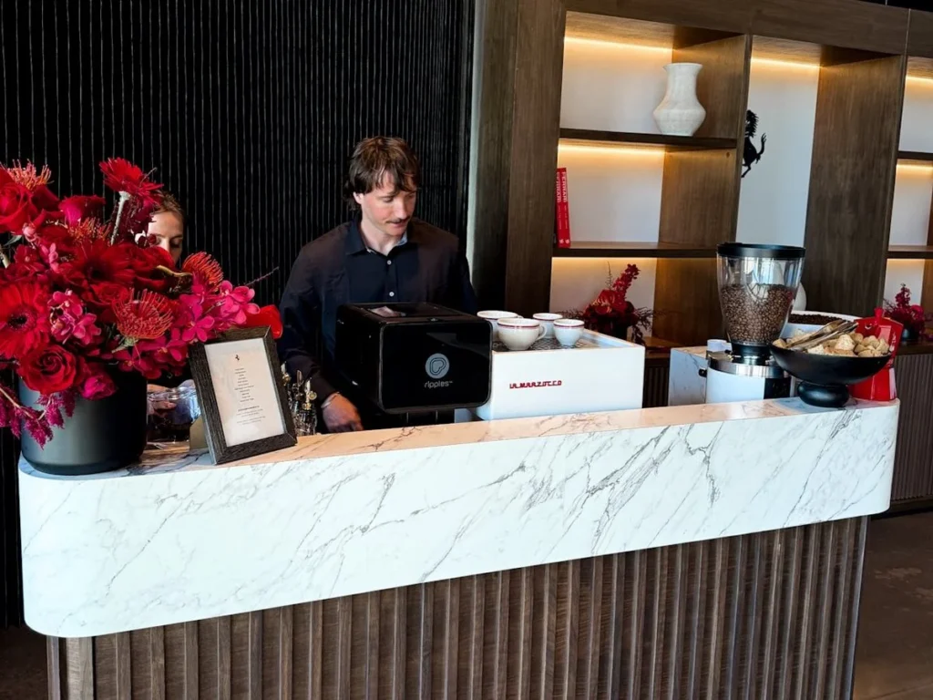Custom coffee bar setup at Ferrari Brand Activation event